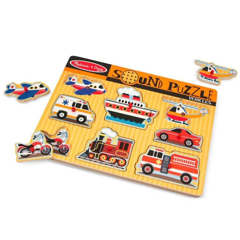 Puslespil|Tumlinge Legetøj<Melissa & Doug Puslespil med lyd - køretøjer