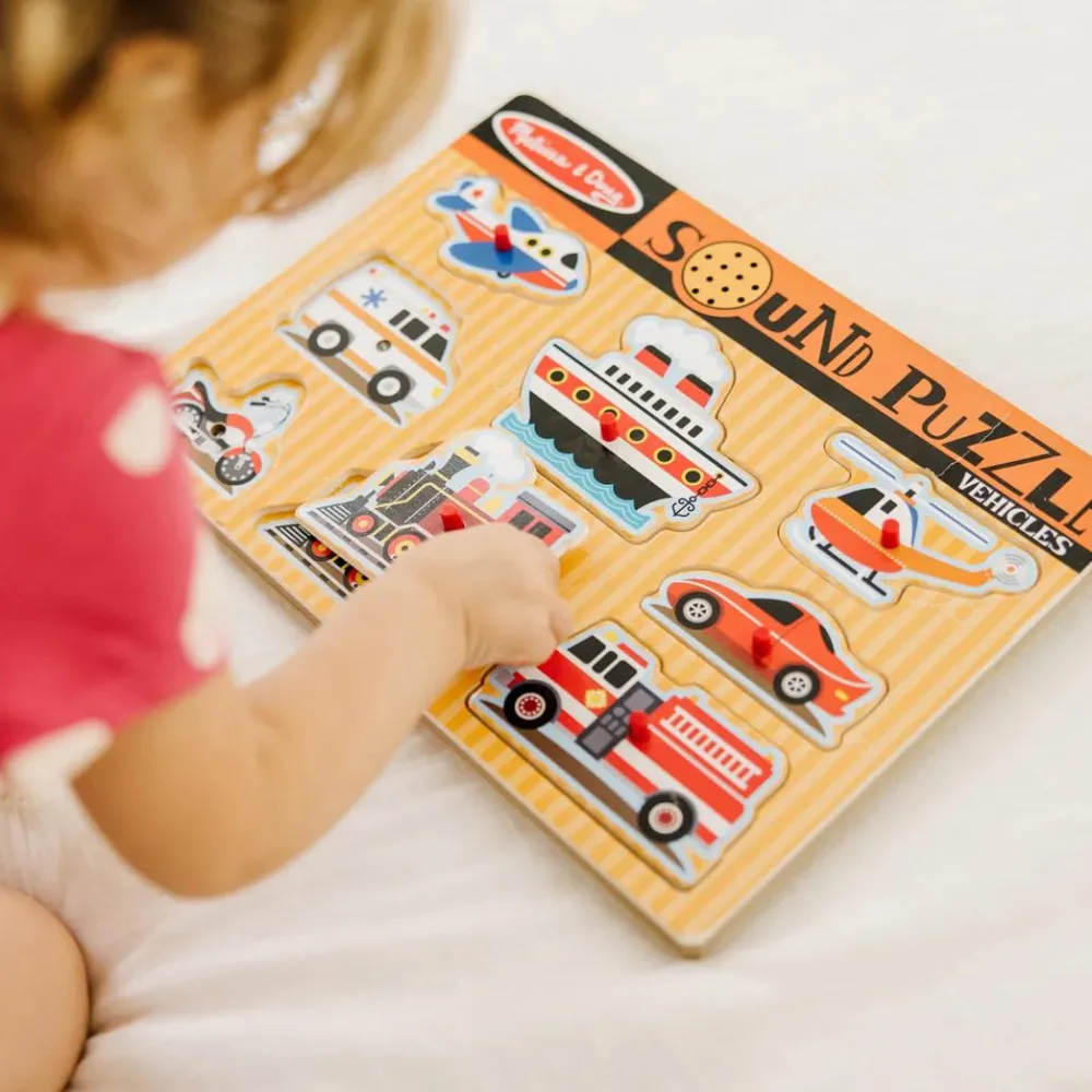 Puslespil|Tumlinge Legetøj<Melissa & Doug Puslespil med lyd - køretøjer