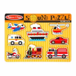 Puslespil|Tumlinge Legetøj<Melissa & Doug Puslespil med lyd - køretøjer