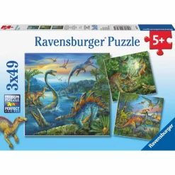 Dinosaur Legetøj|Puslespil< Puslespil med 3 x 49 brikker - Dinosaurer