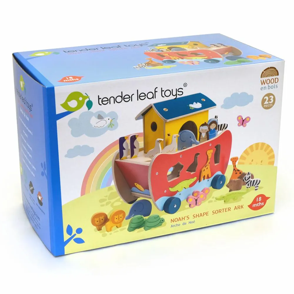 Trælegetøj|Sorterings- & Stablelegetøj<Tender Leaf Puttekasse - Noahs Ark, inkl. 10 dyrepar