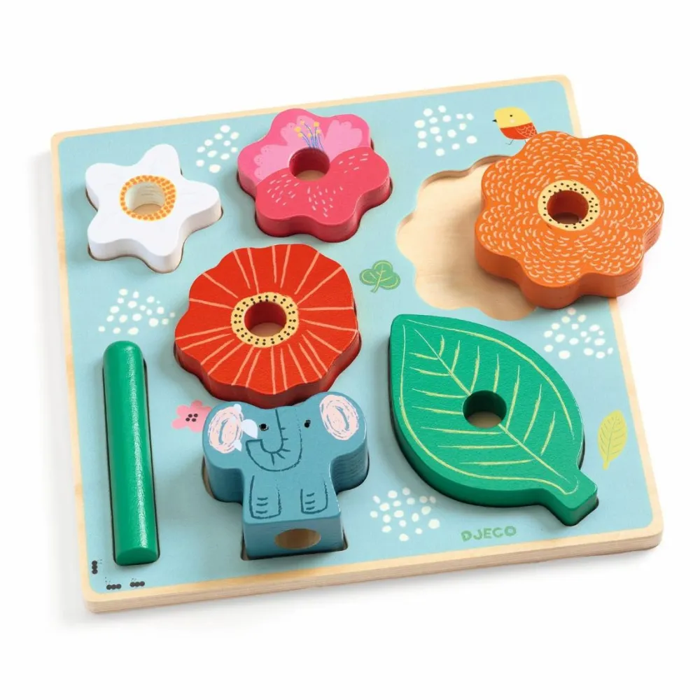 Sorterings- & Stablelegetøj|Puslespil<Djeco Puzz & Stack Happy - 2-i-1 stabletårn