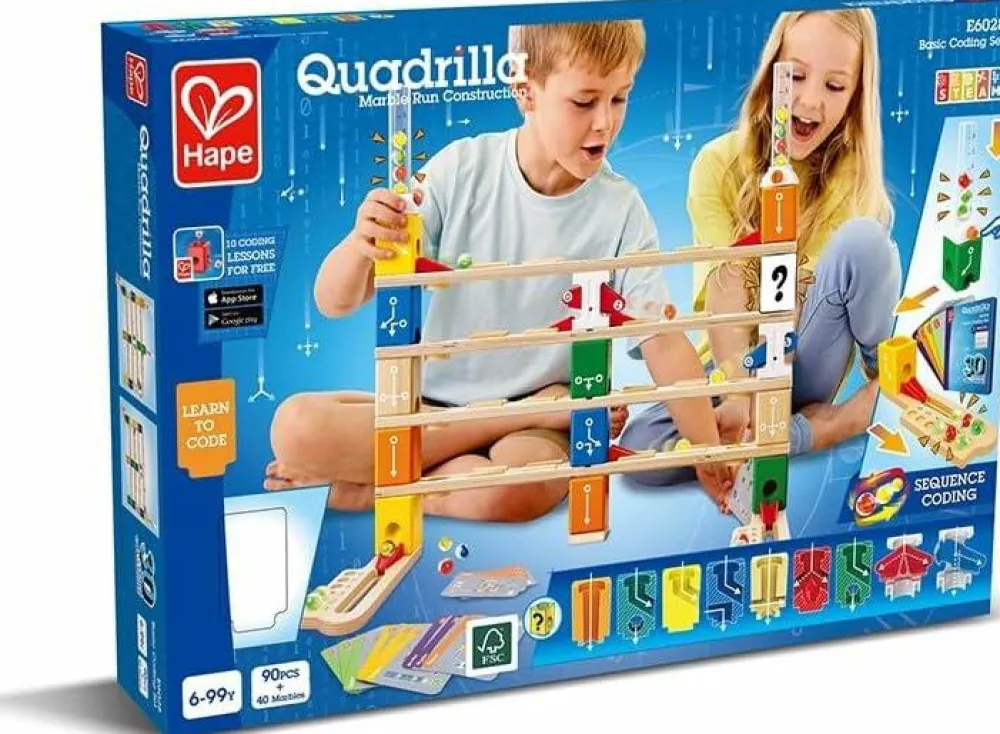 Stem Læringslegetøj|Lær At Kode<Hape Quadrilla kuglebane - Basic Coding, 130 dele