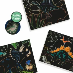 Dinosaur Legetøj|Tegne- & Malegrej<SES Creative Scratch kort - Glow in the dark dinosaurer