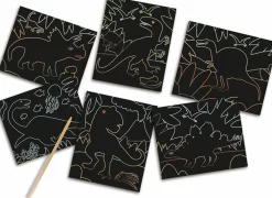 Dinosaur Legetøj|Tegne- & Malegrej<SES Creative Scratch kort - Glow in the dark dinosaurer