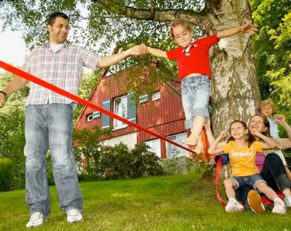 Udeleg|Balanceleg< Slackline balancesæt - Øvede/Aktiv