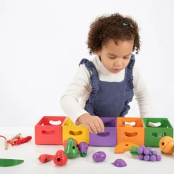 Trælegetøj|Montessori<tickit® Sorter i kasser - Grøntsager og frugter