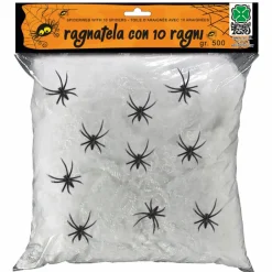 Halloween< Spindelvæv m. edderkopper, 500 gram