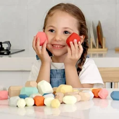 Montessori|Sorterings- & Stablelegetøj< Stablesten af træ, 36 stk