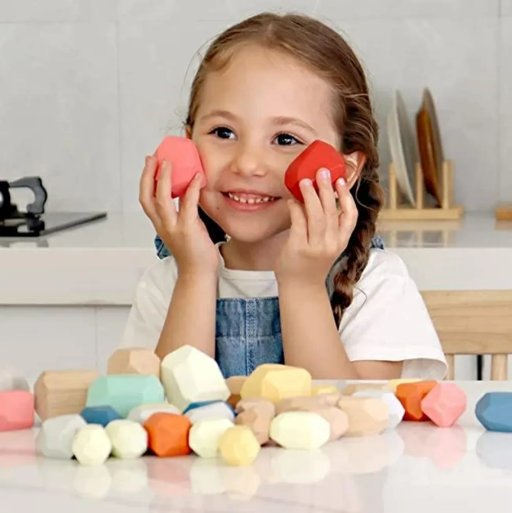 Montessori|Sorterings- & Stablelegetøj< Stablesten af træ, 36 stk