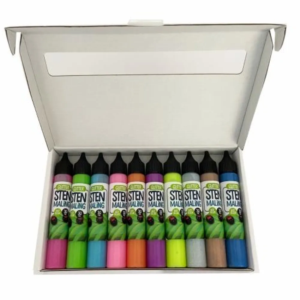 Påske|Legetøj Til Ferien< Stenmaling 10 x 30 ml - Glitter