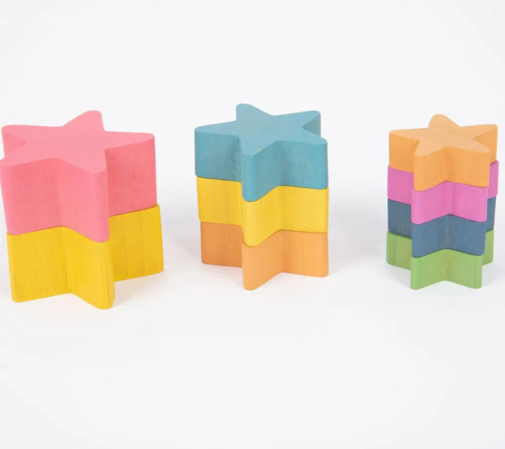 Trælegetøj|Montessori<tickit® Stjerner af træ - Regnbue, 21 stk