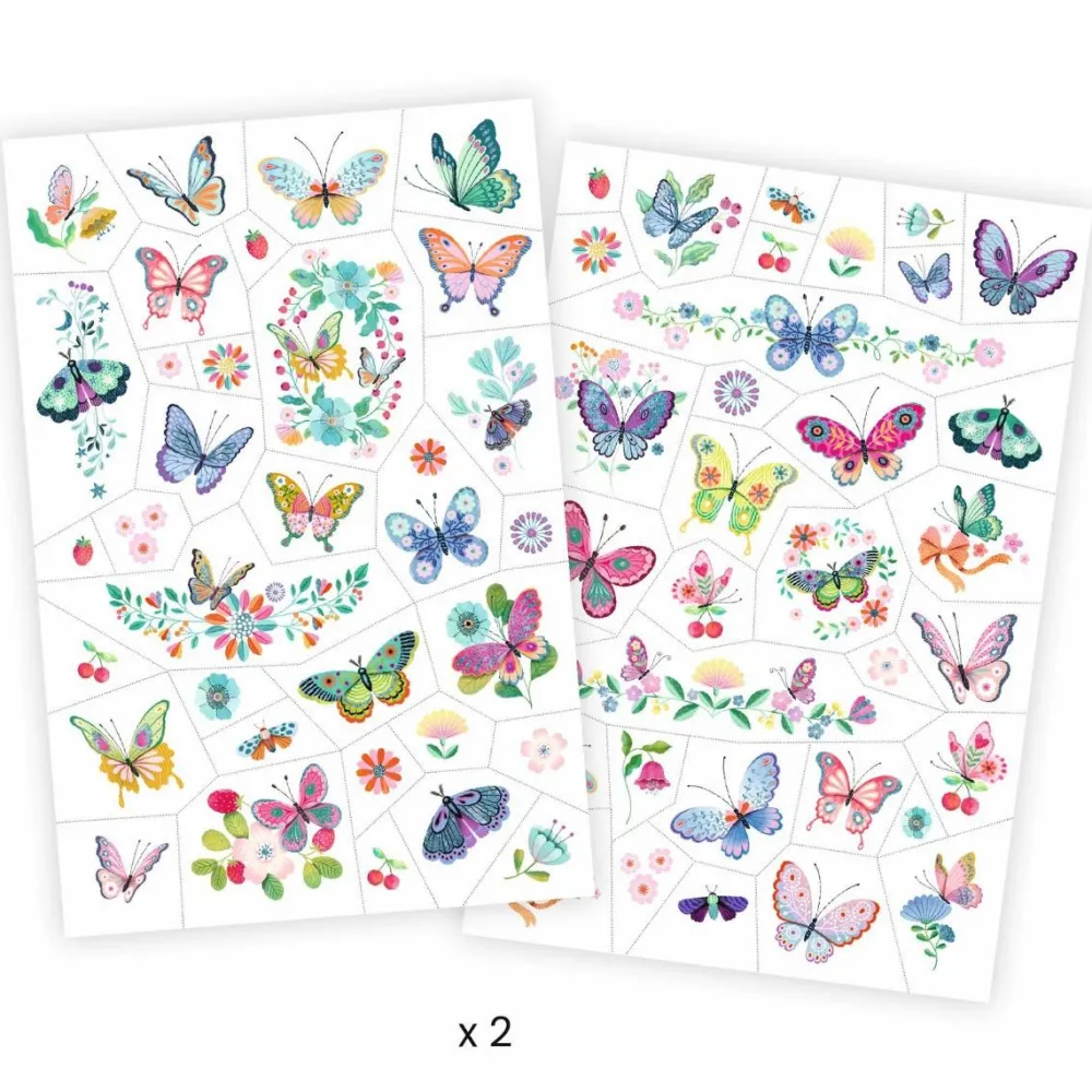 Fastelavn<Djeco Tatoveringer, Glitter - Sommerfugle
