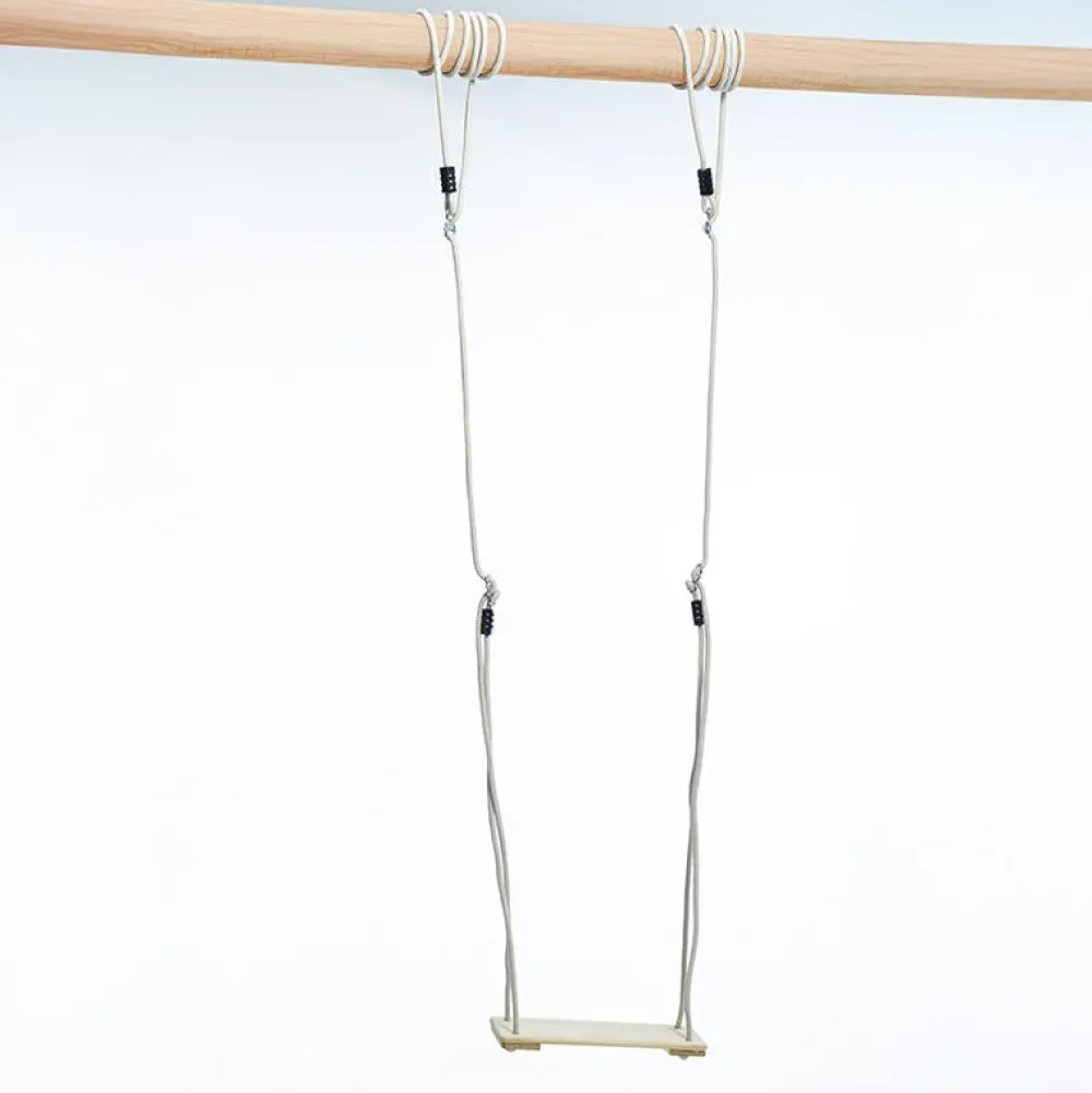 Gynger<DICE Trægynge 44 x 17,5 cm - 6 meter (beige reb)
